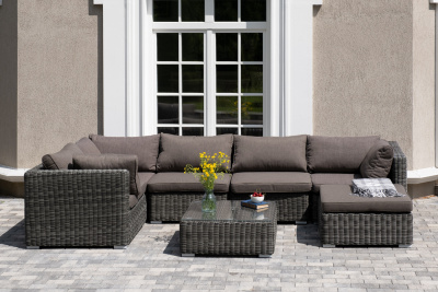 "Лунго" трансформирующаяся лаунж-зона из искусственного ротанга, цвет графит